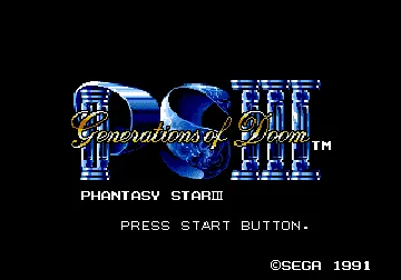 Phantasy Star III - Generations of Doom (USA, Europe) screen shot title